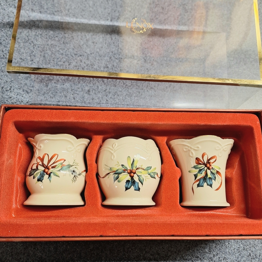 Lenox by Catherine McClung's Winter Greetings Porcelain Votives#6435556, NWT